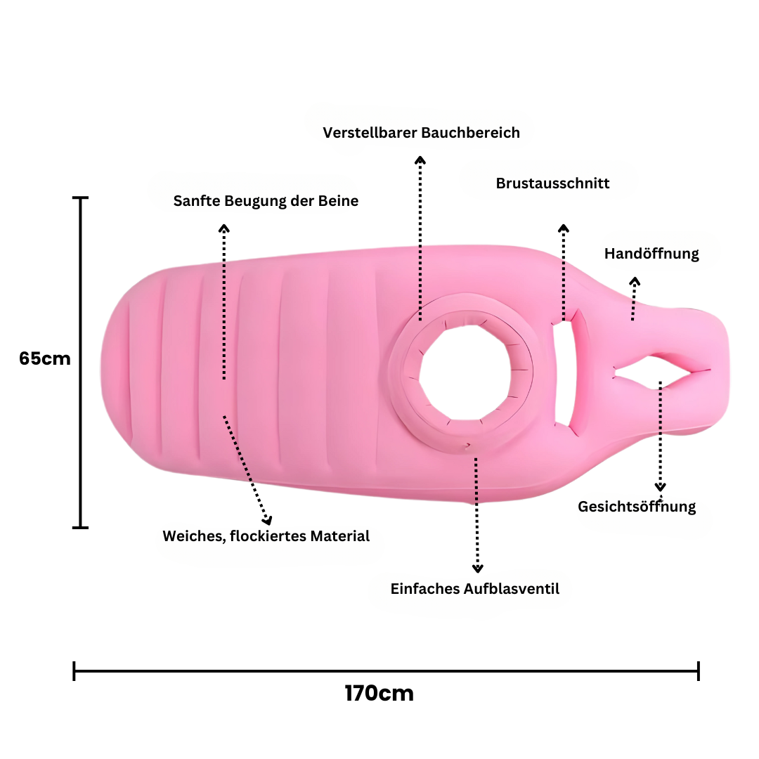 Aufblasbare Entspannungsstütze für Schwangere mit Rückenentlastung
